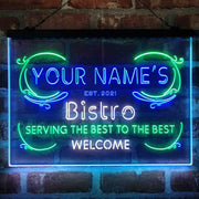 Personalized Bistro Kitchen Deco Deluxe App-Enabled 3-Color LED Light Sign - LED Gift Works