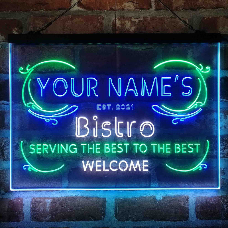 Personalized Bistro Kitchen Deco Deluxe App-Enabled 3-Color LED Light Sign - LED Gift Works