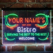 Personalized Bistro Kitchen Deco Deluxe App-Enabled 3-Color LED Light Sign - LED Gift Works