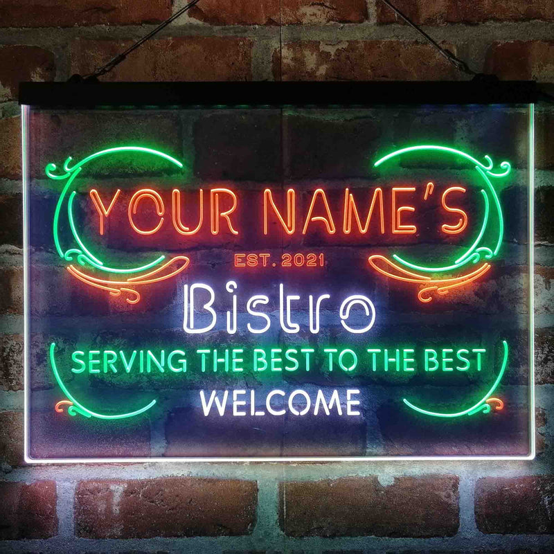 Personalized Bistro Kitchen Deco Deluxe App-Enabled 3-Color LED Light Sign - LED Gift Works