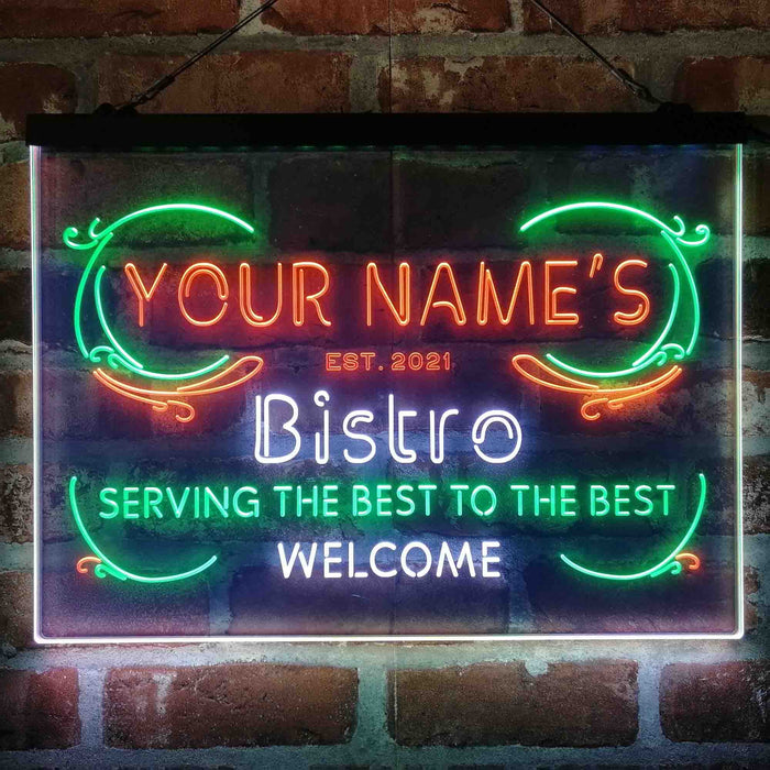 Personalized Bistro Kitchen Deco Deluxe App-Enabled 3-Color LED Light Sign - Way Up Gifts