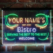 Personalized Bistro Kitchen Deco Deluxe App-Enabled 3-Color LED Light Sign - LED Gift Works