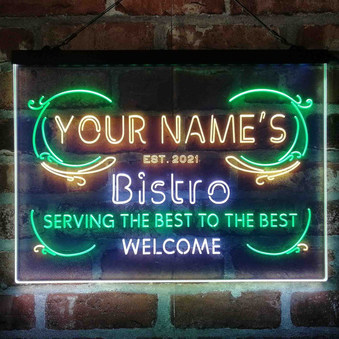 Personalized Bistro Kitchen Deco Deluxe App-Enabled 3-Color LED Light Sign - Way Up Gifts