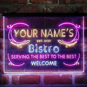 Personalized Bistro Kitchen Deco Deluxe App-Enabled 3-Color LED Light Sign - LED Gift Works