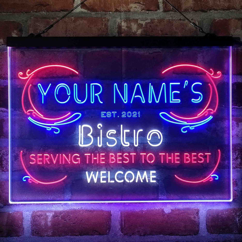Personalized Bistro Kitchen Deco Deluxe App-Enabled 3-Color LED Light Sign - LED Gift Works