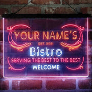 Personalized Bistro Kitchen Deco Deluxe App-Enabled 3-Color LED Light Sign - LED Gift Works