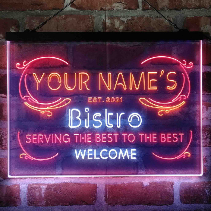Personalized Bistro Kitchen Deco Deluxe App-Enabled 3-Color LED Light Sign - Way Up Gifts