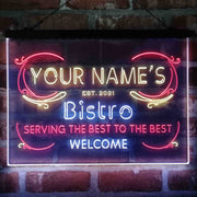 Personalized Bistro Kitchen Deco Deluxe App-Enabled 3-Color LED Light Sign - LED Gift Works