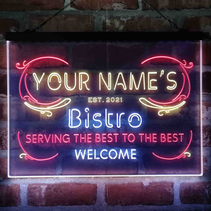 Personalized Bistro Kitchen Deco Deluxe App-Enabled 3-Color LED Light Sign - LED Gift Works