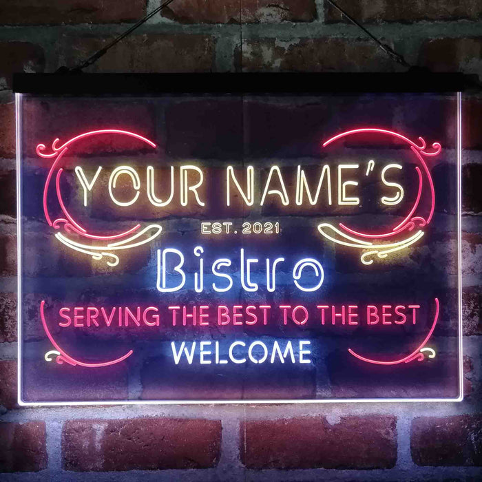 Personalized Bistro Kitchen Deco Deluxe App-Enabled 3-Color LED Light Sign - Way Up Gifts