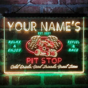 Personalized Pit Stop Game Room Deluxe App-Enabled 3-Color LED Light Sign - LED Gift Works