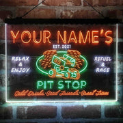 Personalized Pit Stop Game Room Deluxe App-Enabled 3-Color LED Light Sign - LED Gift Works