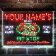 Personalized Pit Stop Game Room Deluxe App-Enabled 3-Color LED Light Sign - LED Gift Works