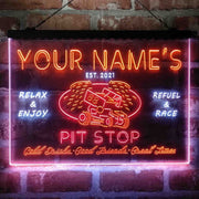 Personalized Pit Stop Game Room Deluxe App-Enabled 3-Color LED Light Sign - LED Gift Works