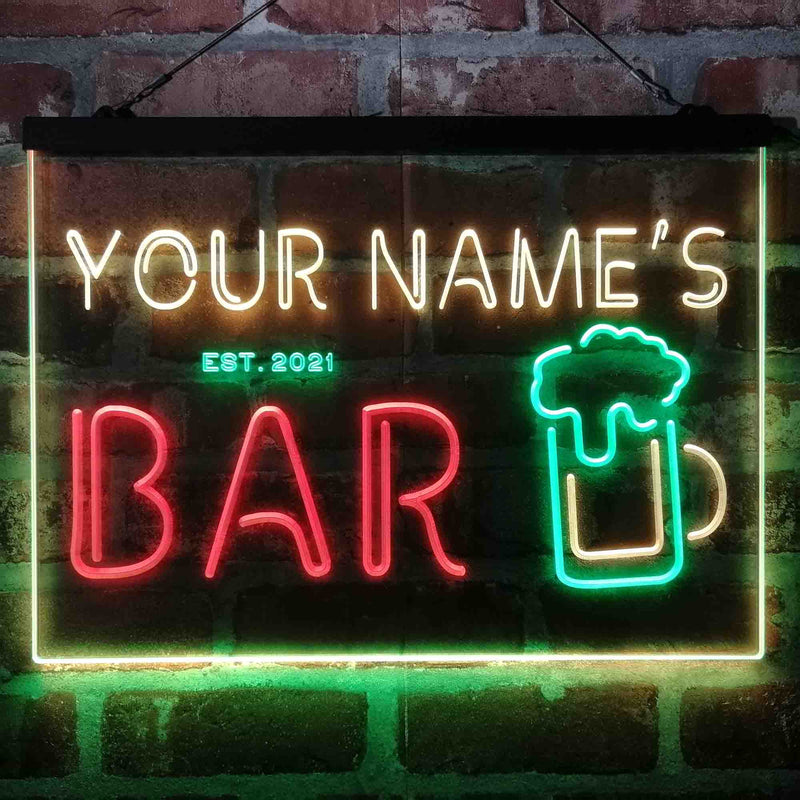 Personalized Pub Club Den Cabin Deluxe App-Enabled 3-Color LED Light Sign - LED Gift Works