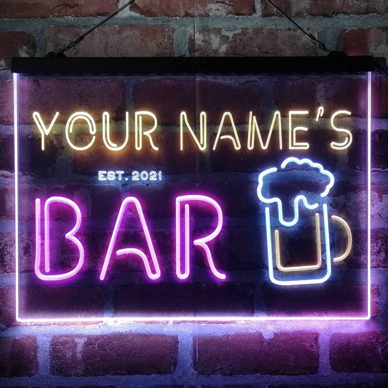Personalized Pub Club Den Cabin Deluxe App-Enabled 3-Color LED Light Sign - LED Gift Works