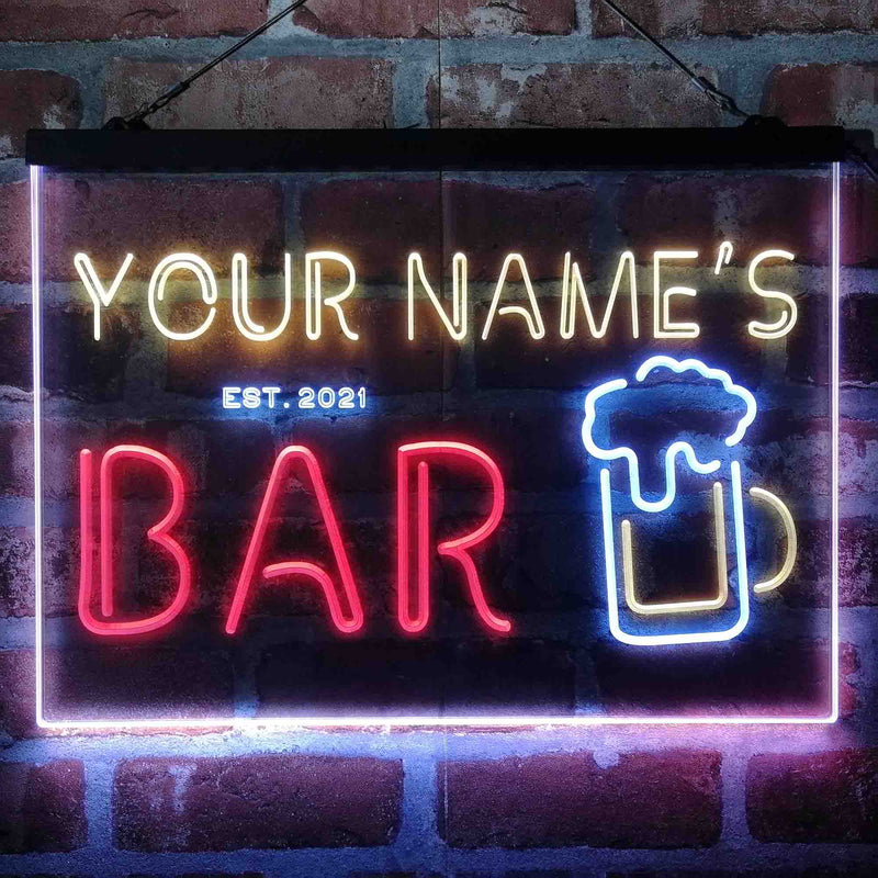 Personalized Pub Club Den Cabin Deluxe App-Enabled 3-Color LED Light Sign - LED Gift Works