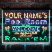 Personalized Pool Room Rack'em Deluxe App-Enabled 3-Color LED Light Sign - LED Gift Works