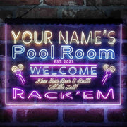Personalized Pool Room Rack'em Deluxe App-Enabled 3-Color LED Light Sign - LED Gift Works