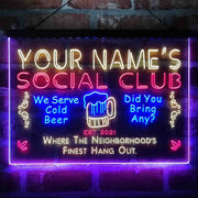 Personalized Social Club Hang Out Deluxe App-Enabled 3-Color LED Light Sign - LED Gift Works