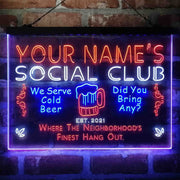 Personalized Social Club Hang Out Deluxe App-Enabled 3-Color LED Light Sign - LED Gift Works