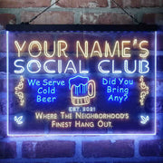 Personalized Social Club Hang Out Deluxe App-Enabled 3-Color LED Light Sign - LED Gift Works