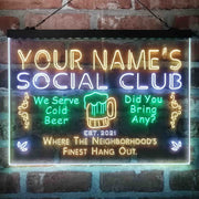 Personalized Social Club Hang Out Deluxe App-Enabled 3-Color LED Light Sign - LED Gift Works