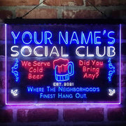 Personalized Social Club Hang Out Deluxe App-Enabled 3-Color LED Light Sign - LED Gift Works