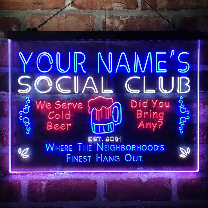 Personalized Social Club Hang Out Deluxe App-Enabled 3-Color LED Light Sign - Way Up Gifts