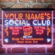 Personalized Social Club Hang Out Deluxe App-Enabled 3-Color LED Light Sign - LED Gift Works