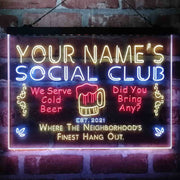 Personalized Social Club Hang Out Deluxe App-Enabled 3-Color LED Light Sign - LED Gift Works