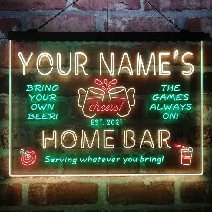 Personalized Home Bar Cheers Deluxe App-Enabled 3-Color LED Light Sign - Way Up Gifts