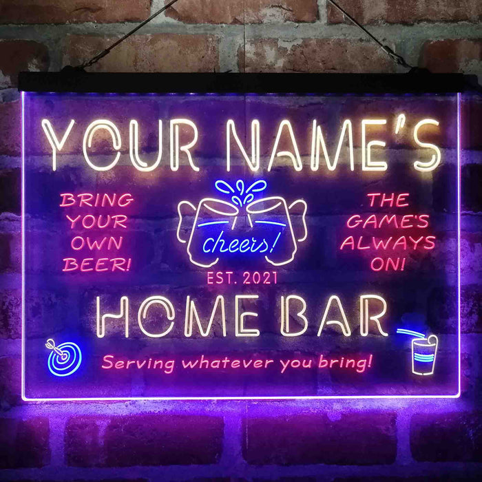 Personalized Home Bar Cheers Deluxe App-Enabled 3-Color LED Light Sign - Way Up Gifts