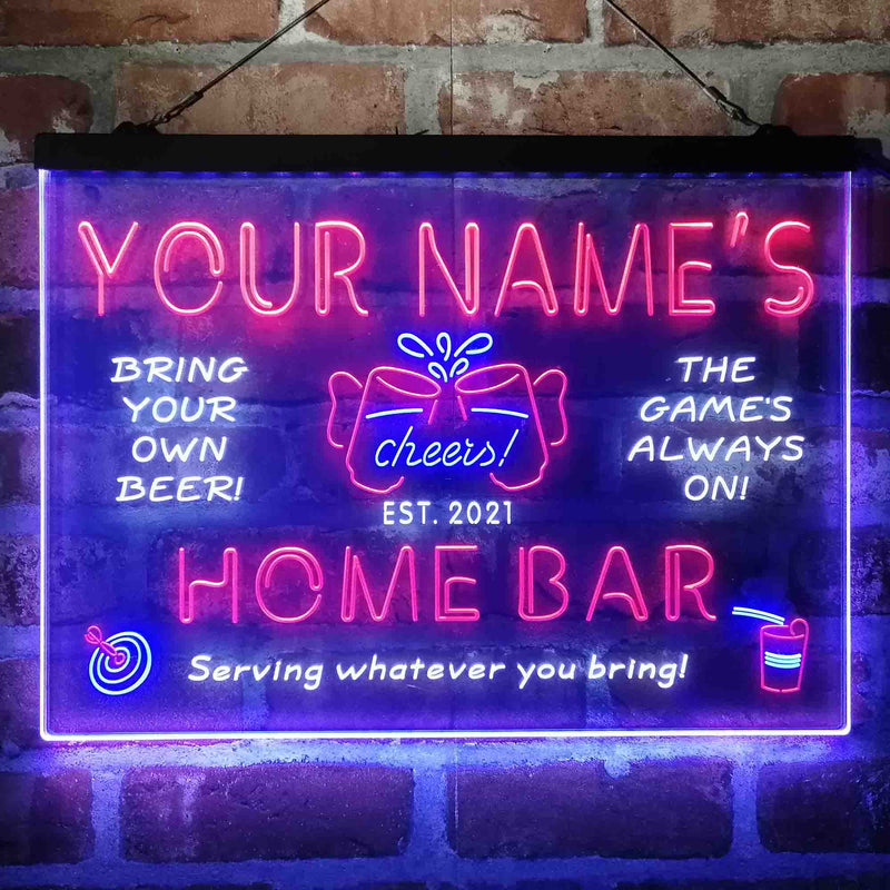 Personalized Home Bar Cheers Deluxe App-Enabled 3-Color LED Light Sign - LED Gift Works