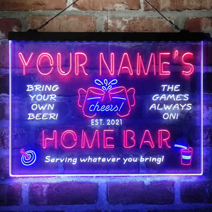 Personalized Home Bar Cheers Deluxe App-Enabled 3-Color LED Light Sign - Way Up Gifts