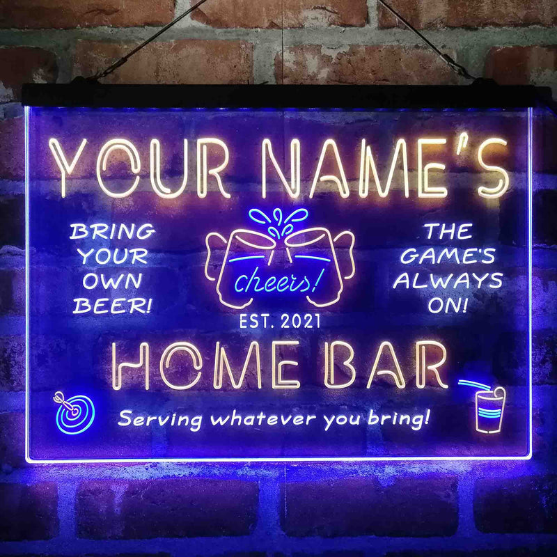 Personalized Home Bar Cheers Deluxe App-Enabled 3-Color LED Light Sign - LED Gift Works