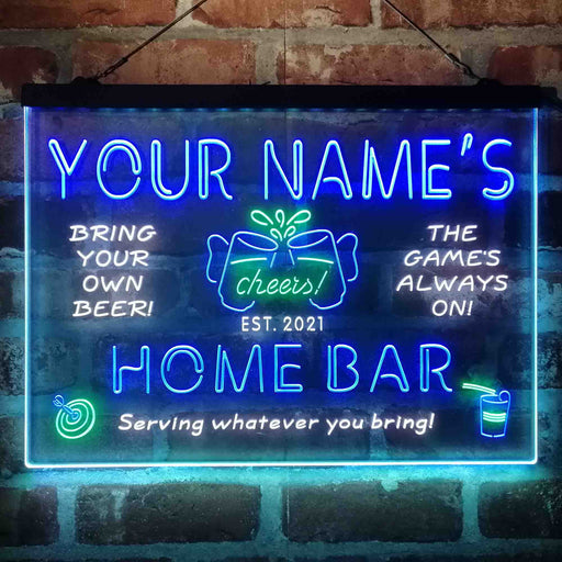 Personalized Home Bar Cheers Deluxe App-Enabled 3-Color LED Light Sign - LED Gift Works