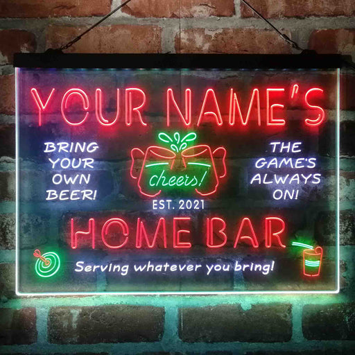 Personalized Home Bar Cheers Deluxe App-Enabled 3-Color LED Light Sign - Way Up Gifts