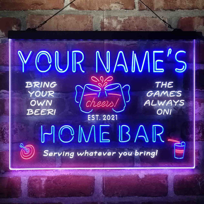 Personalized Home Bar Cheers Deluxe App-Enabled 3-Color LED Light Sign - Way Up Gifts