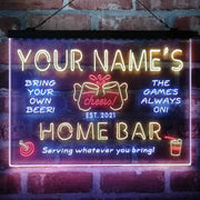 Personalized Home Bar Cheers Deluxe App-Enabled 3-Color LED Light Sign - LED Gift Works