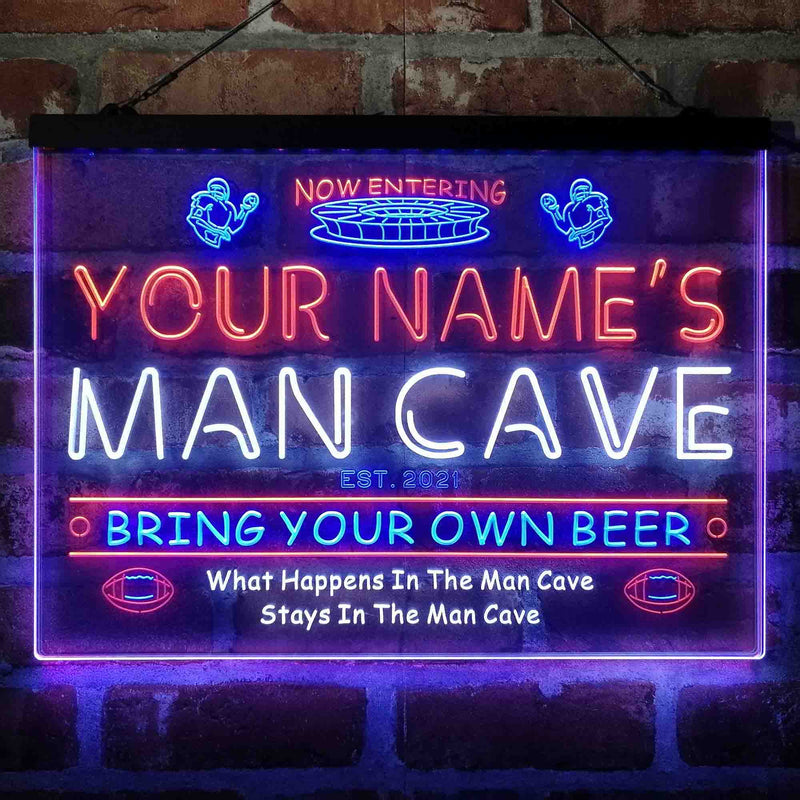 Personalized National Football Bar Deluxe App-Enabled 3-Color LED Light Sign - LED Gift Works