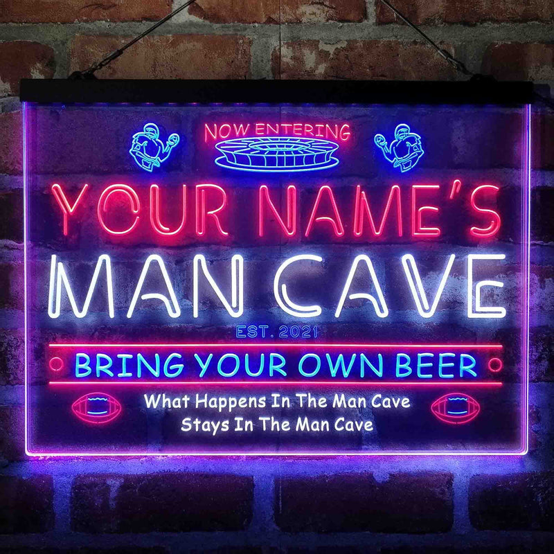 Personalized National Football Bar Deluxe App-Enabled 3-Color LED Light Sign - LED Gift Works