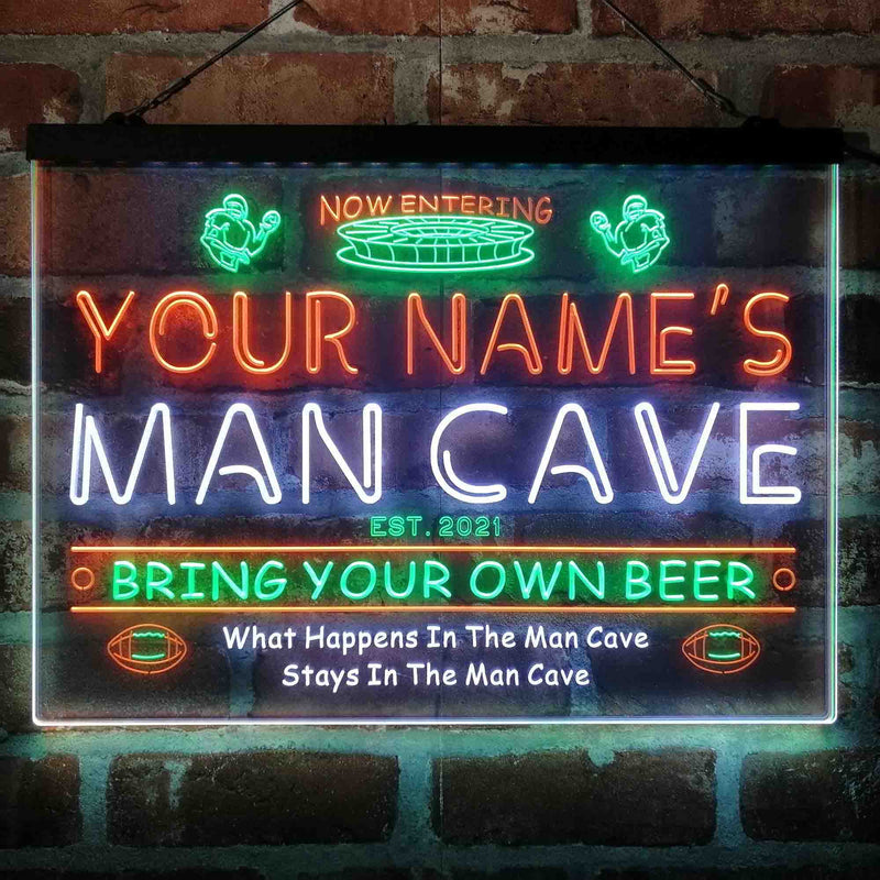 Personalized National Football Bar Deluxe App-Enabled 3-Color LED Light Sign - LED Gift Works