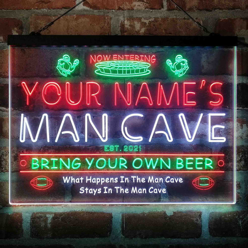 Personalized National Football Bar Deluxe App-Enabled 3-Color LED Light Sign - LED Gift Works