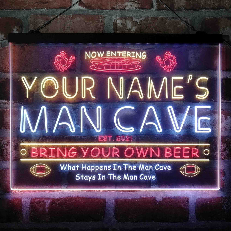 Personalized National Football Bar Deluxe App-Enabled 3-Color LED Light Sign - LED Gift Works