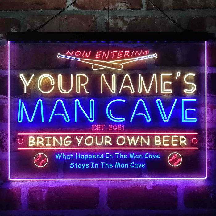Personalized Baseball Man Cave Deluxe App-Enabled 3-Color LED Light Sign - Way Up Gifts
