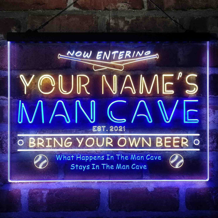 Personalized Baseball Man Cave Deluxe App-Enabled 3-Color LED Light Sign - Way Up Gifts