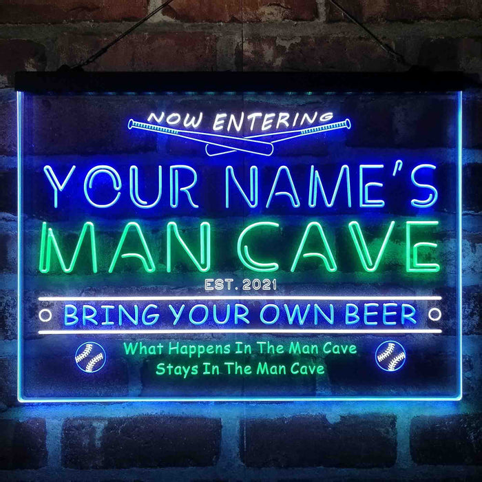Personalized Baseball Man Cave Deluxe App-Enabled 3-Color LED Light Sign - Way Up Gifts