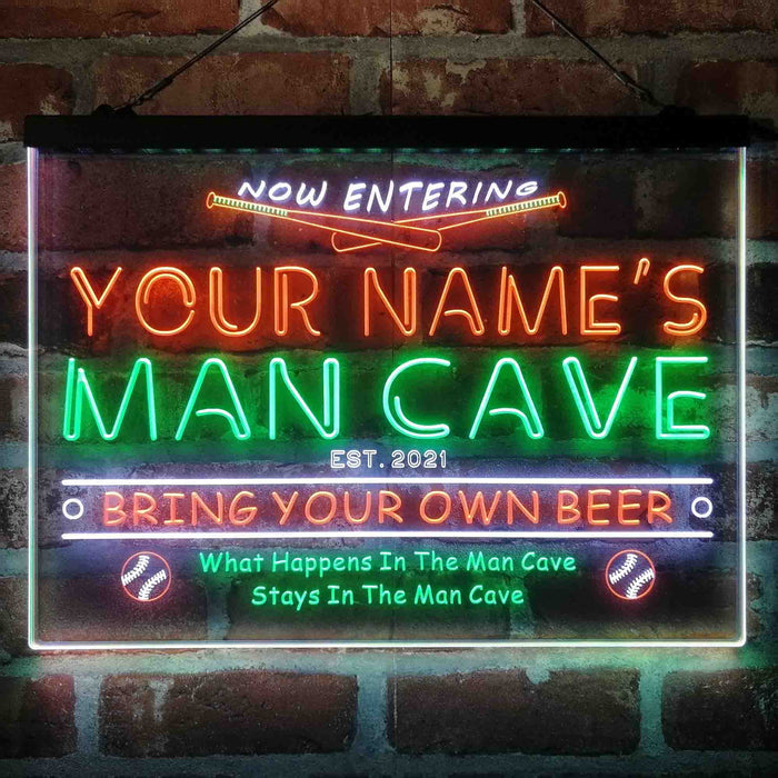 Personalized Baseball Man Cave Deluxe App-Enabled 3-Color LED Light Sign - Way Up Gifts