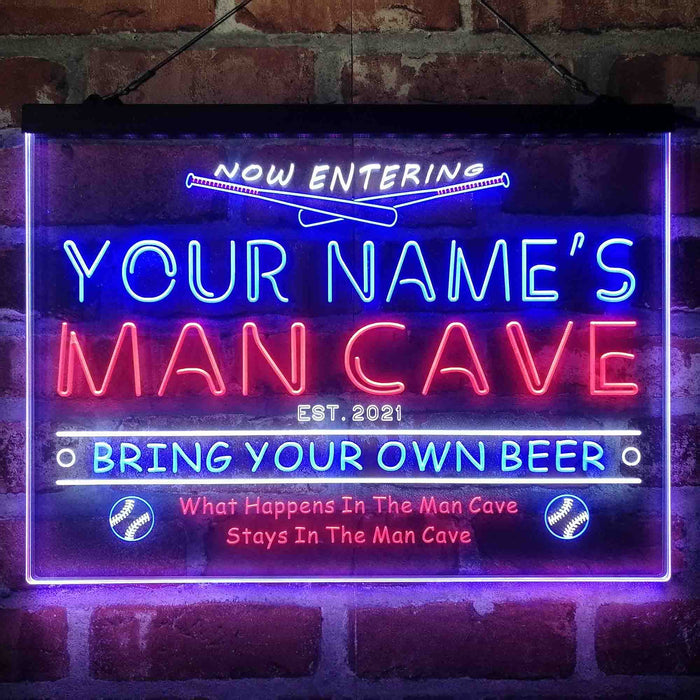 Personalized Baseball Man Cave Deluxe App-Enabled 3-Color LED Light Sign - Way Up Gifts